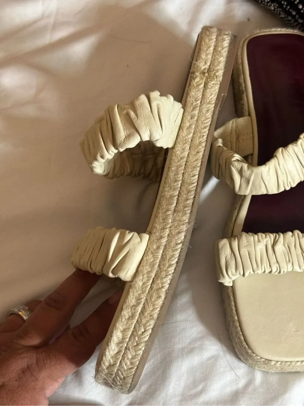 Staud maya ruched slip on espadrille sandals l flats - shoes sz 10/11 41